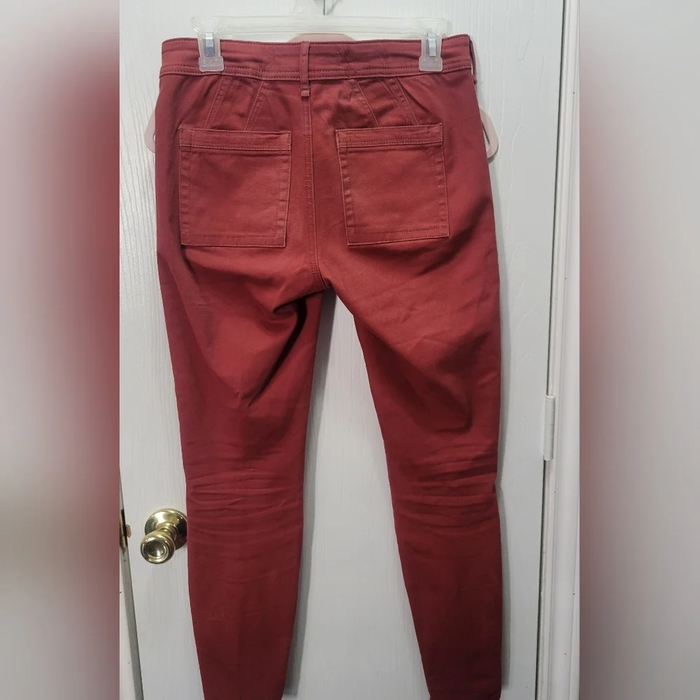 ANTHROPOLOGIE Pants 26 Jefferson Slim Utility Unique Rust Color - Picture 2 of 8